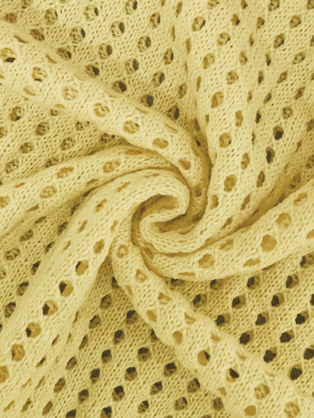 Yellow Y2K Casual Women's Hollow V-Neck Knit Sweater Top - Picture 7 of 7